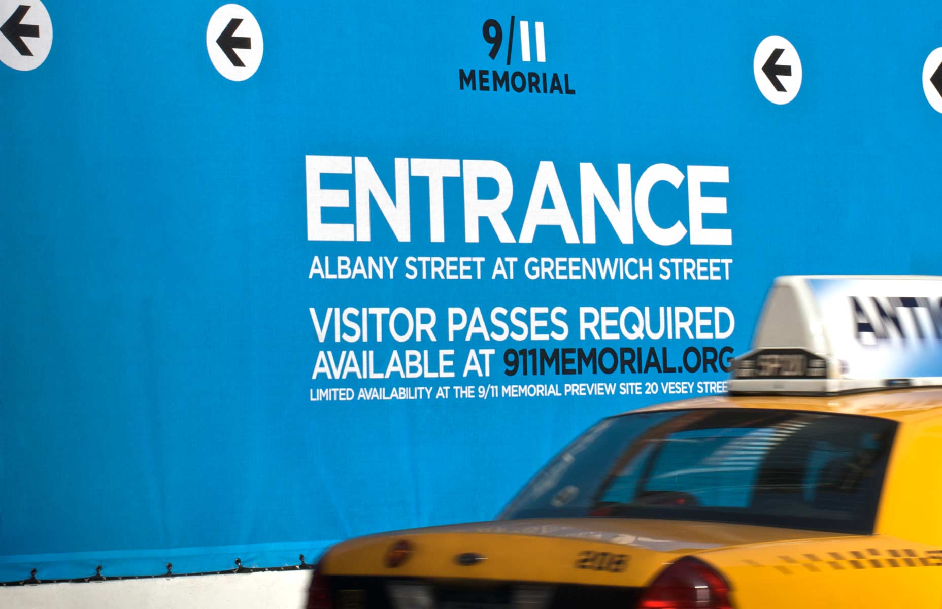 Signage for 9/11 Memorial and Visitor Center