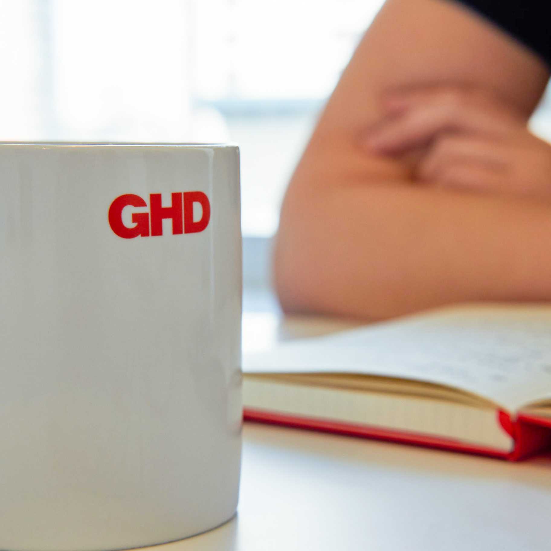 Close up of a GHD coffee mug