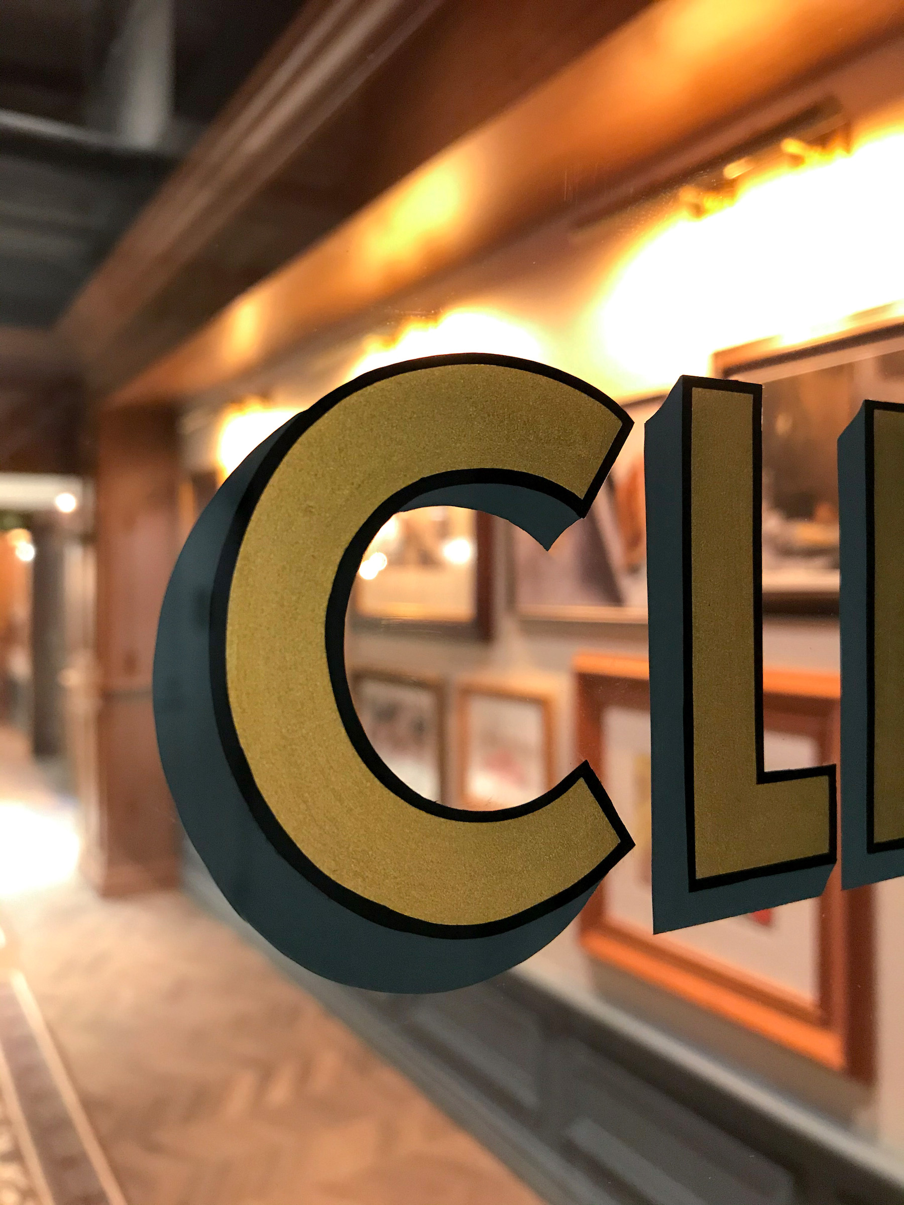 Glass Graphics of logo of Clermont Cafe