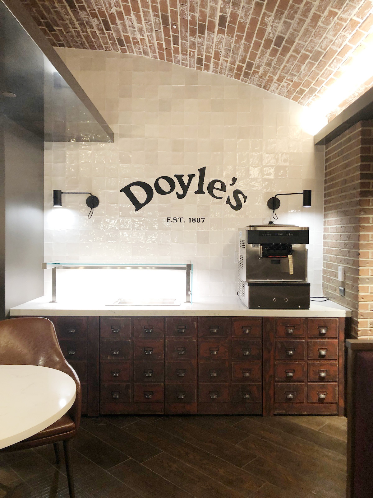 Interior shot of wall graphics at Doyle's Cafe