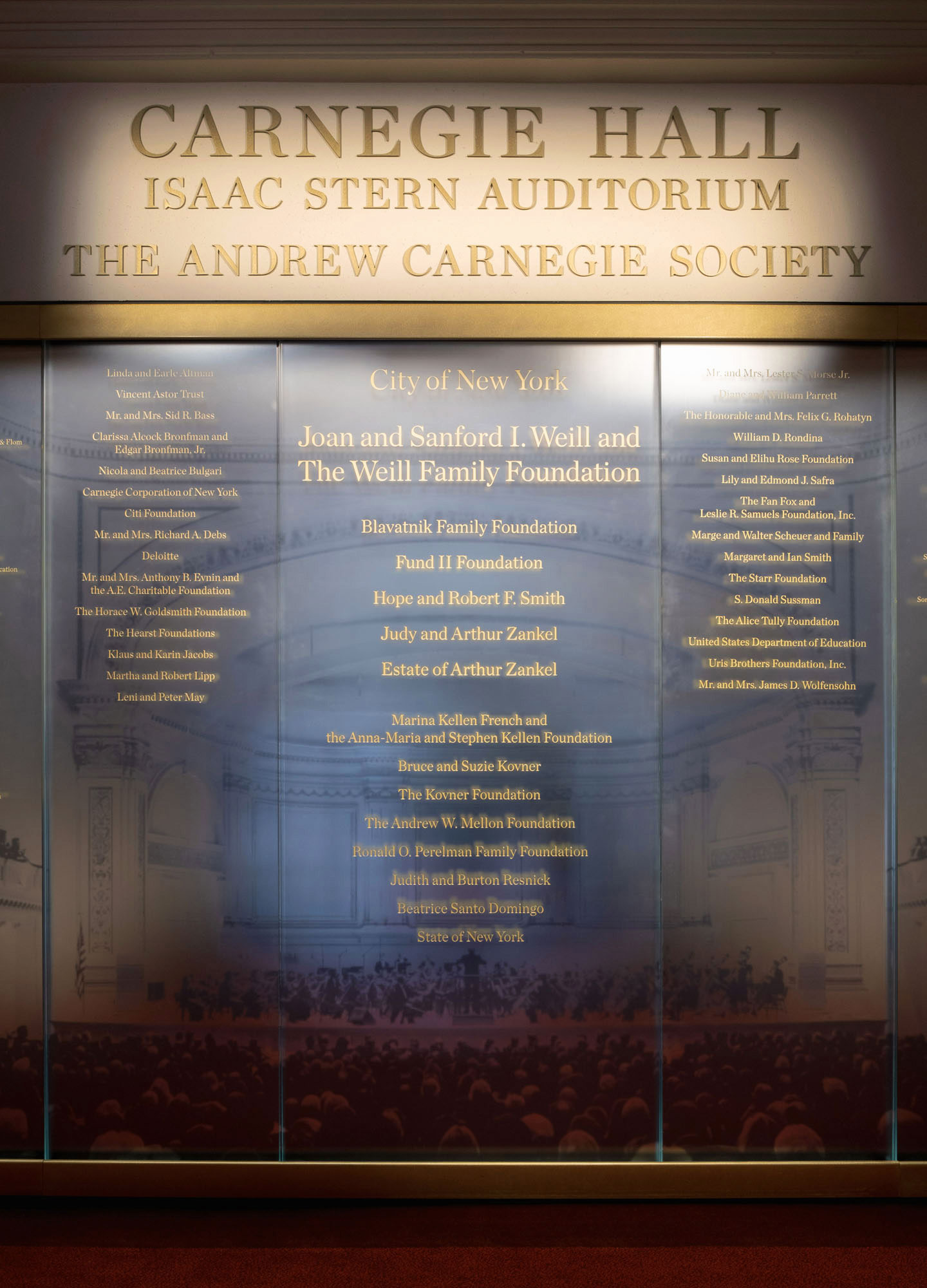 Donor Wall for Carnegie Hall