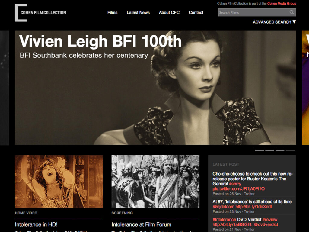 Website collateral for Cohen Film Collection