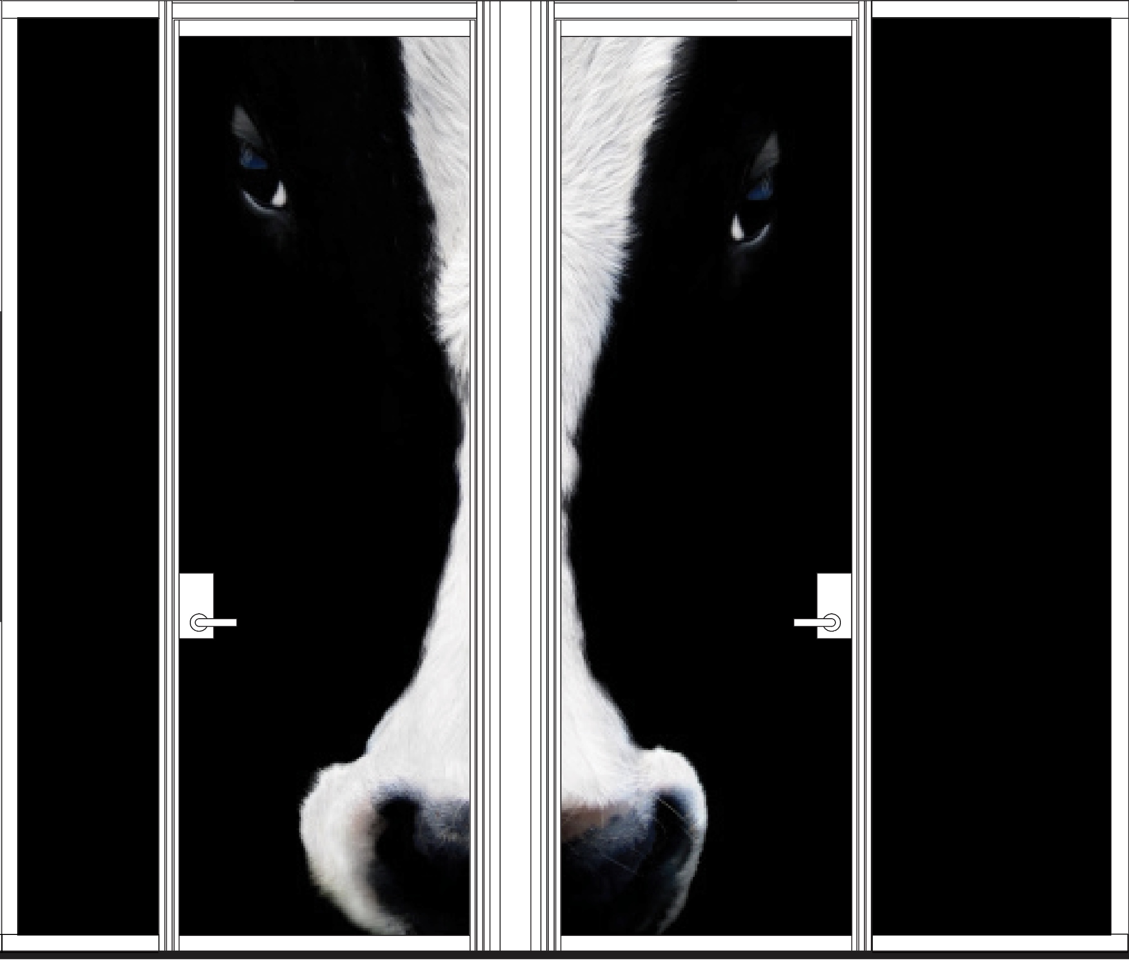 Elevation of cow graphic on doors for Periodic Table Workplace