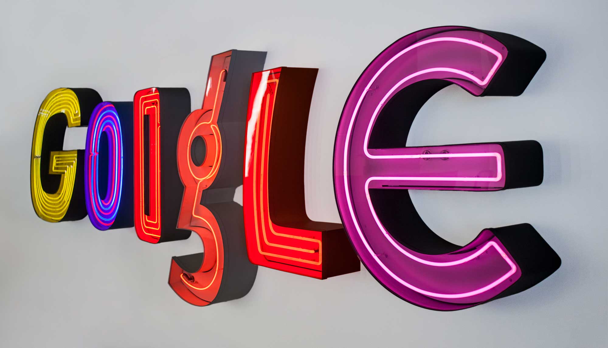 Google neon sign for the Google Doodle in New York