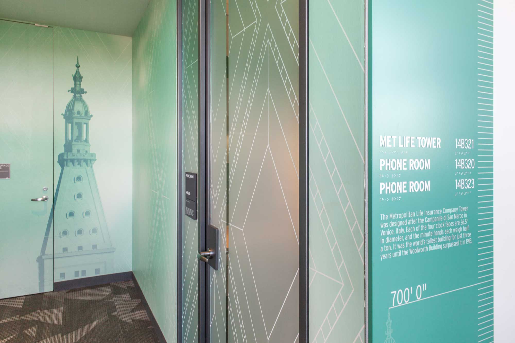 Wall and glass graphics for Top Floor Workspace