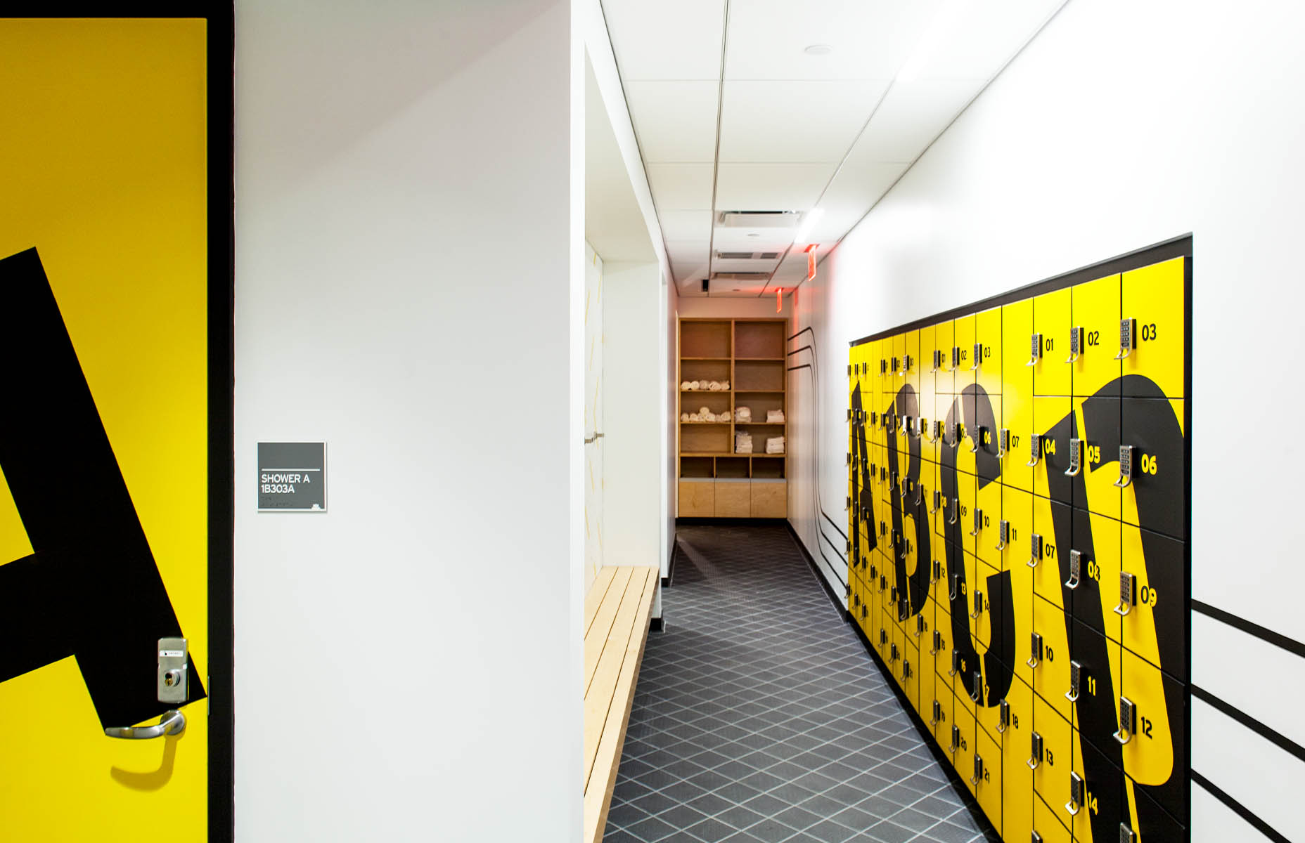 Environmental graphics for New York on Two Wheels. Typographic treatment on lockers.