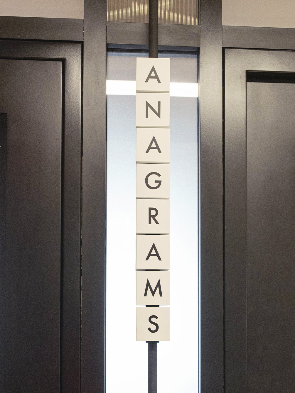 Signage at Anagrams Cafe