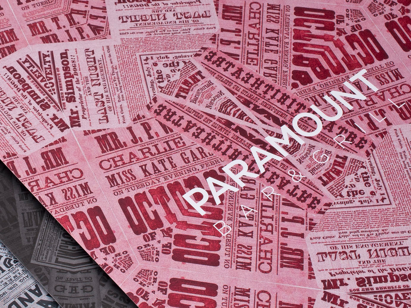 Print collateral for Paramount Bar & Grill